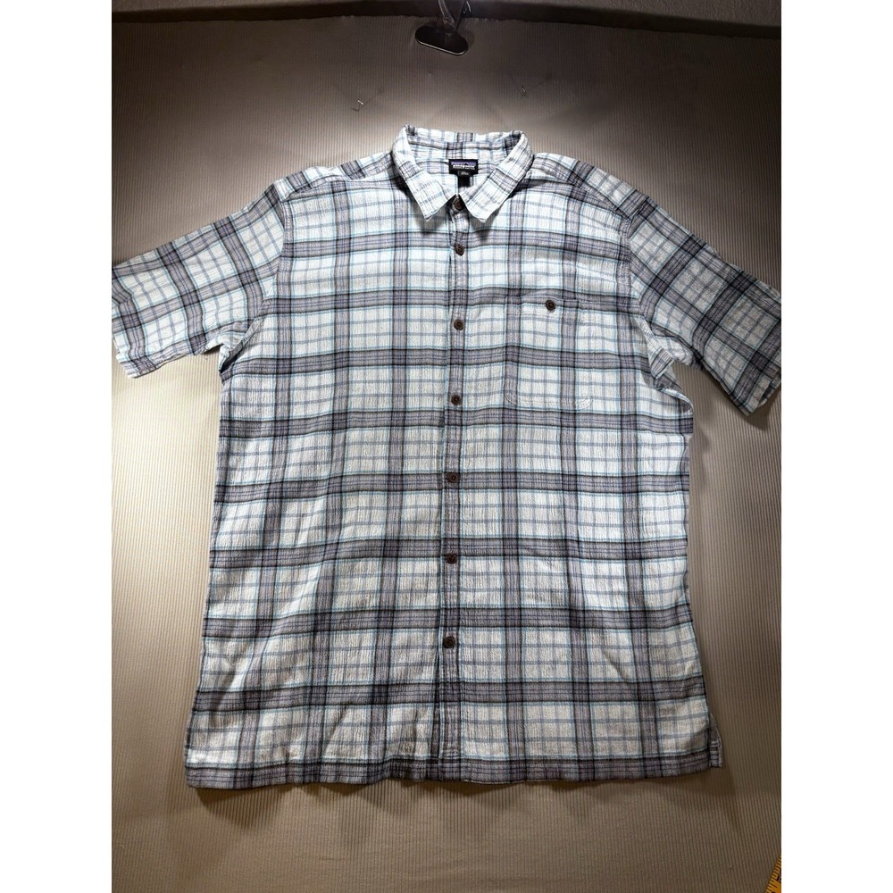 Patagonia Organic‎ Crinkle Cotton Plaid Short Sleeve Button Up Shirt Mens XXL